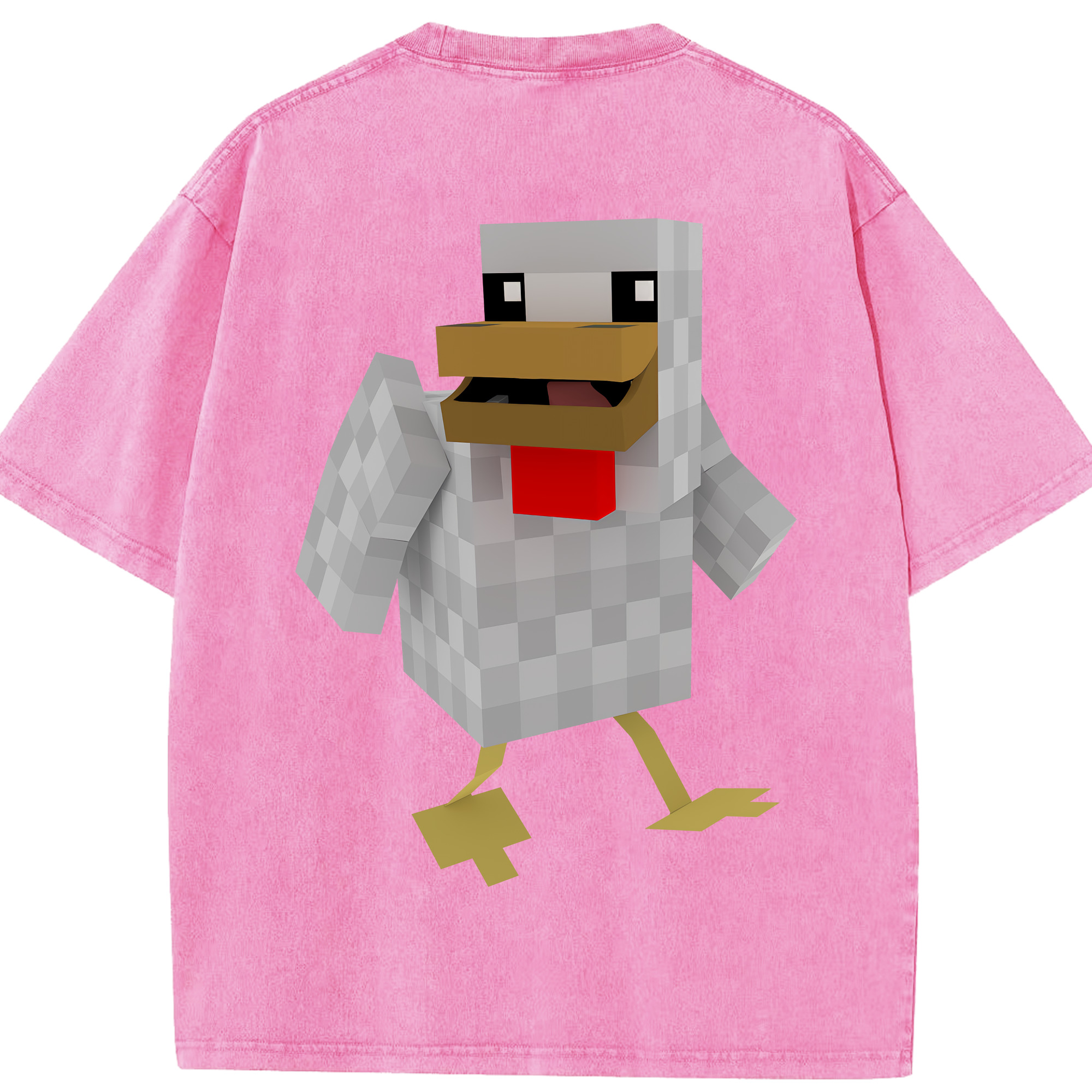 （画像用） マインクラフト ブロックの世界 Minecraft MC Block world 綿100% ヴィンテージ風 半袖Tシャツ（背面プリント）